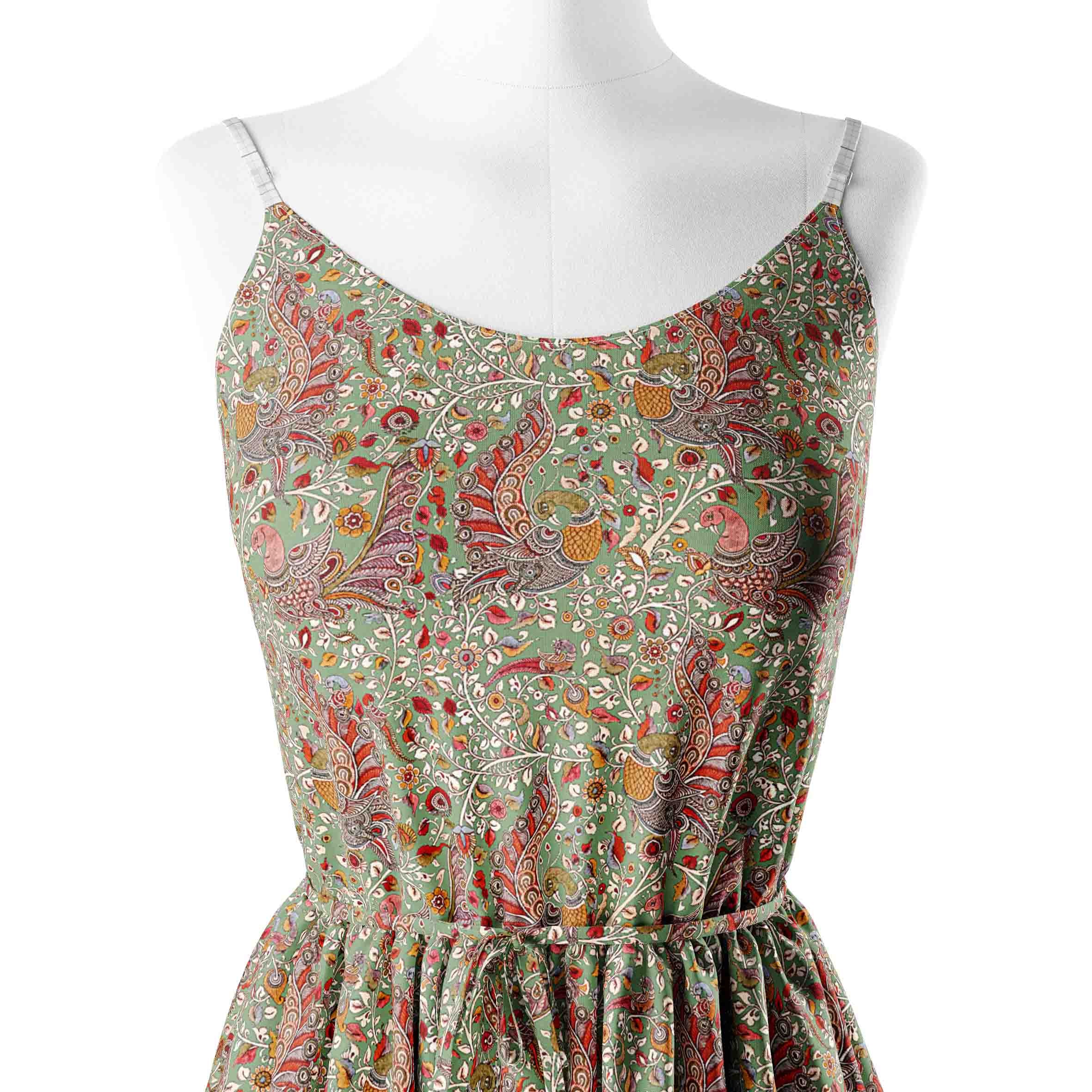 Green Peacock Kalamkari