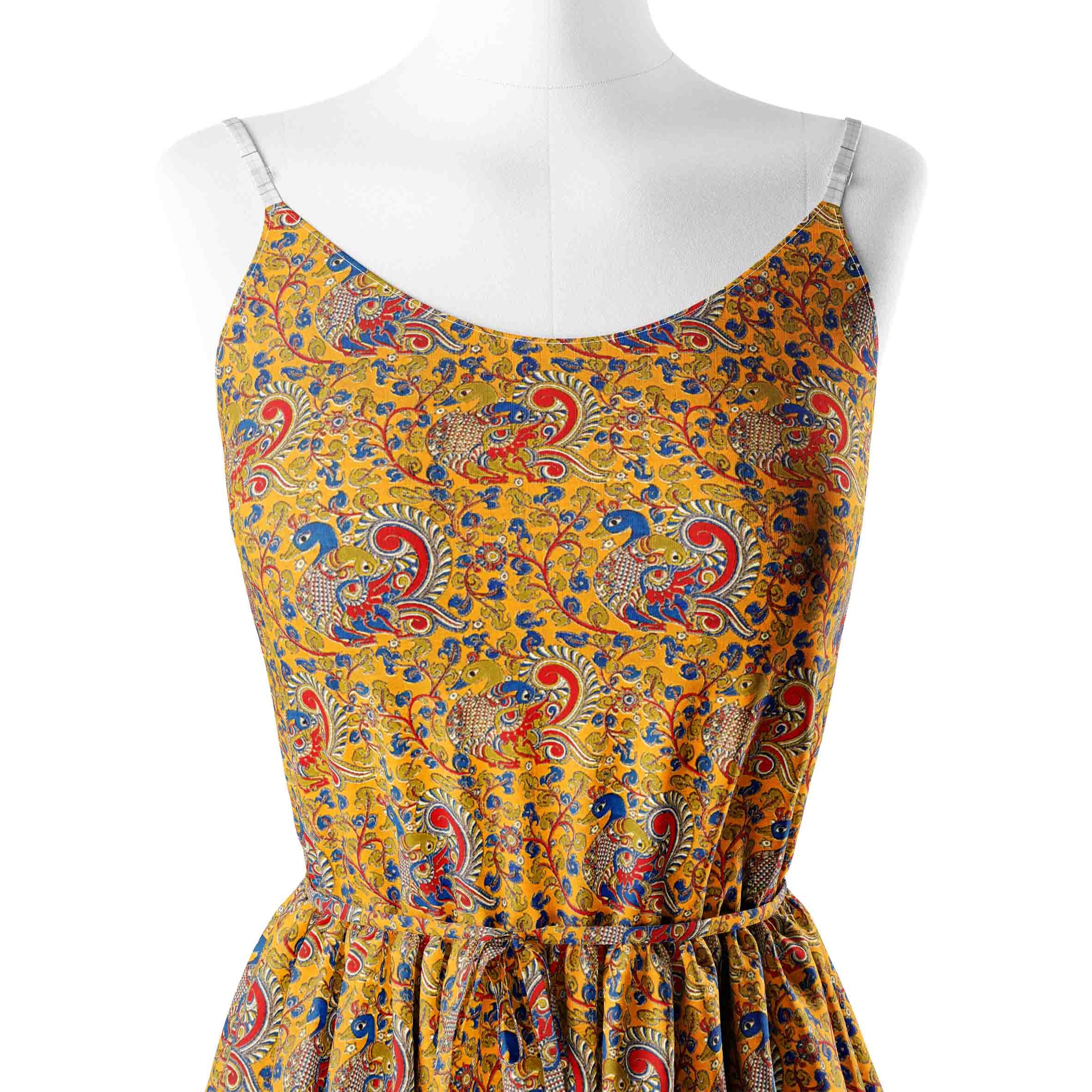 Yellow Peacock Kalamkari