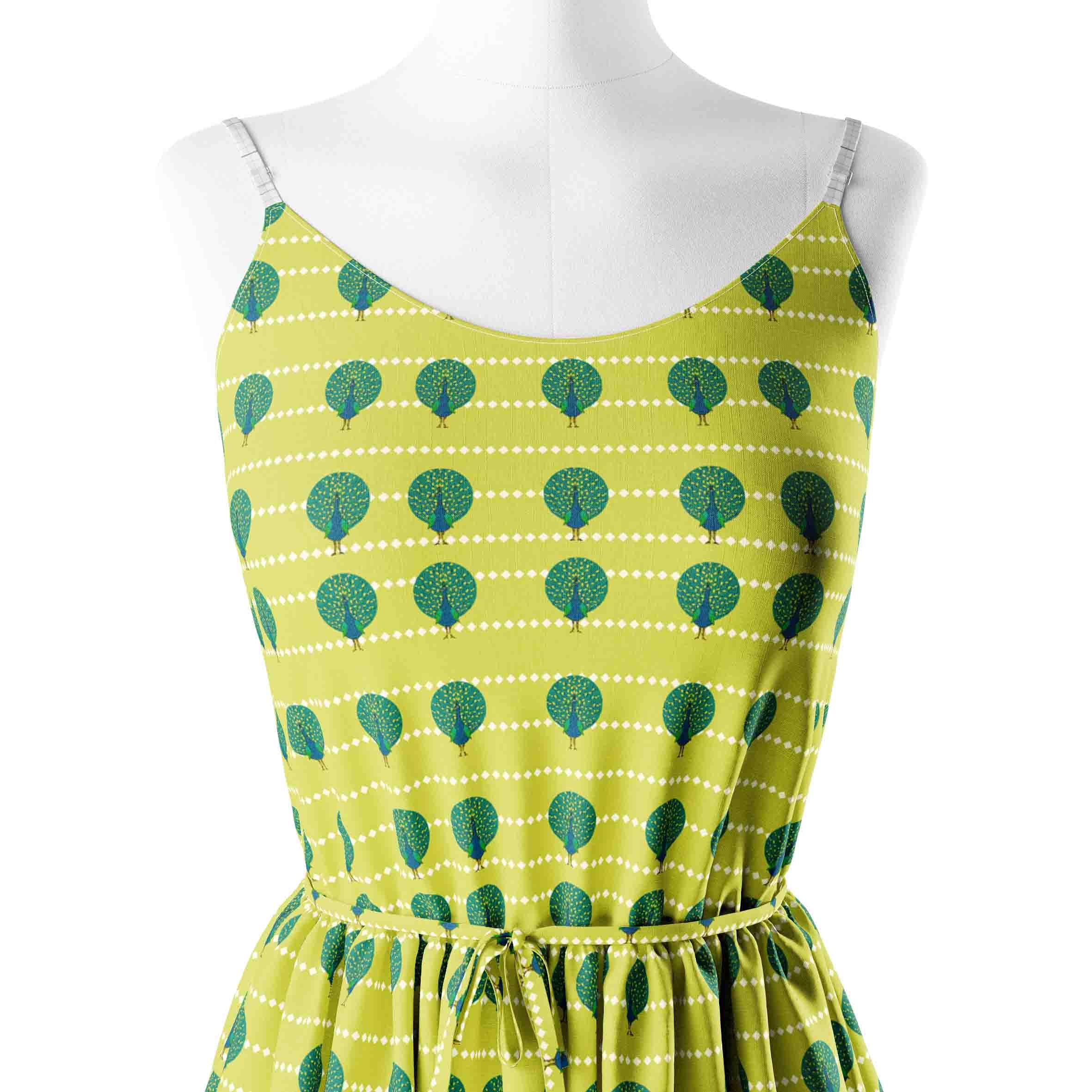 Peocock Motif Olive Green