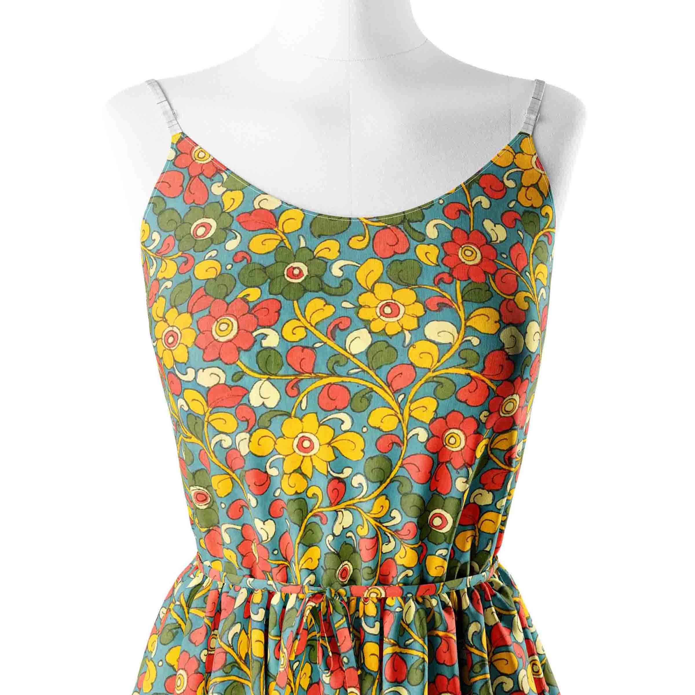 Blue surface Kalamkari Print Fabric