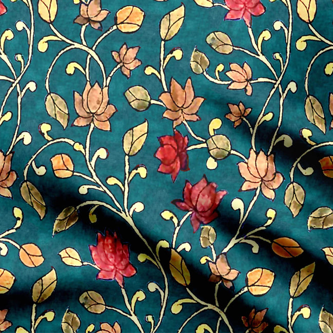 Green Lotus Kalamkari