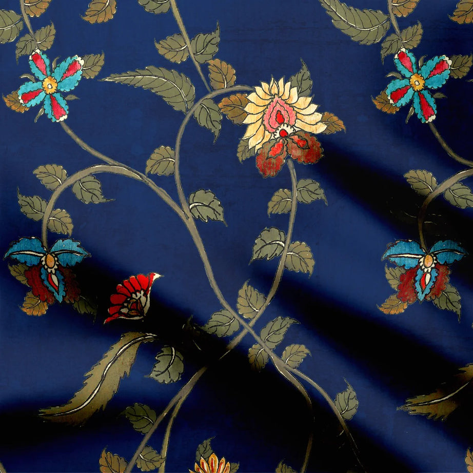 Blue Kalamkari Print Fabric