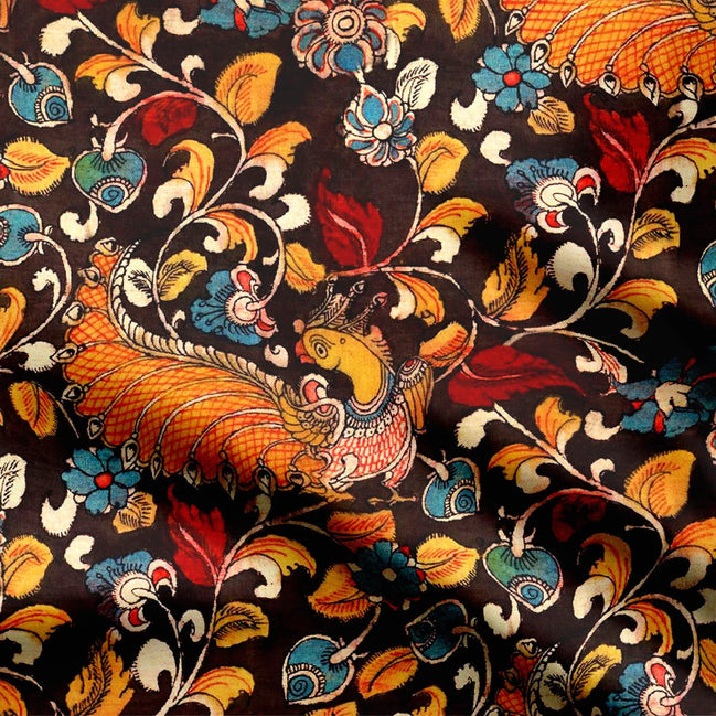 Brown Peacock Kalamkari