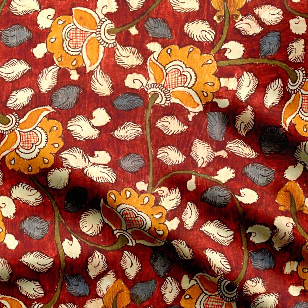 Yellow and Maroon Kalamkari