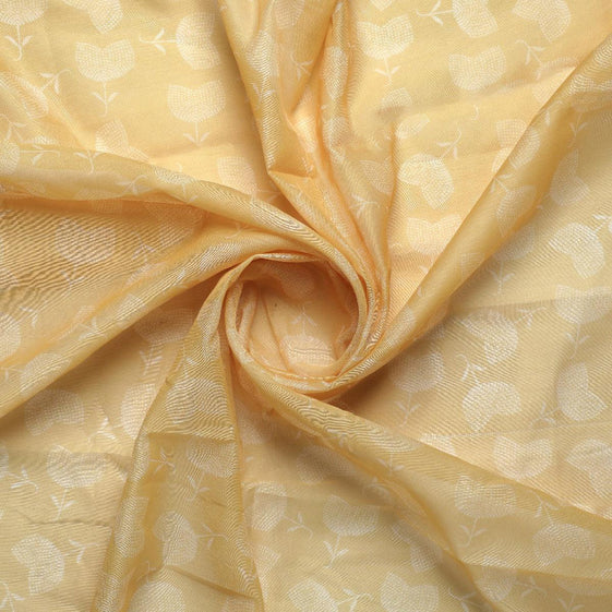 Chanderi Digital Printed Fabric with Decorative Prints - Yellow