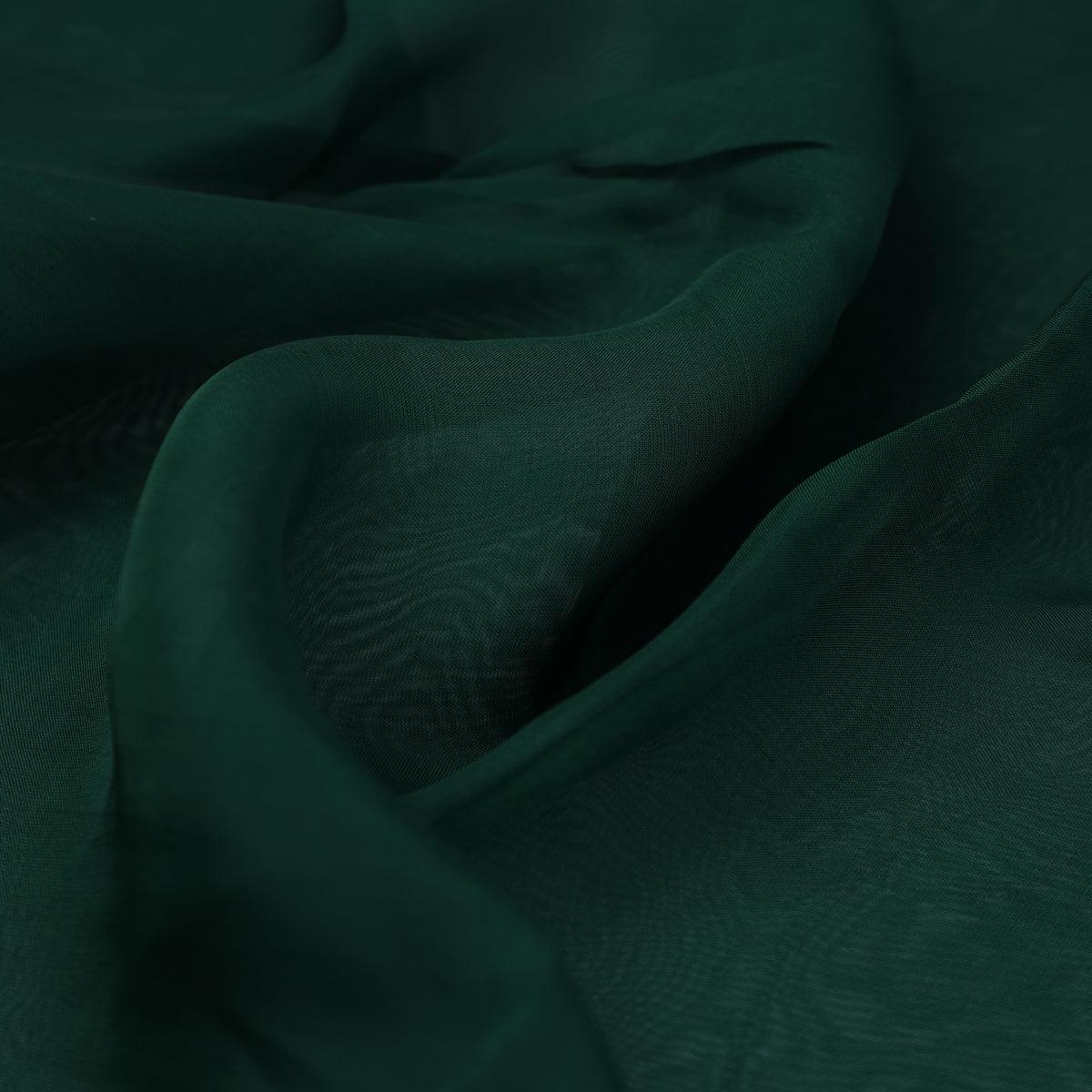 Green Colour Pure Organza Plain Dyed Fabric