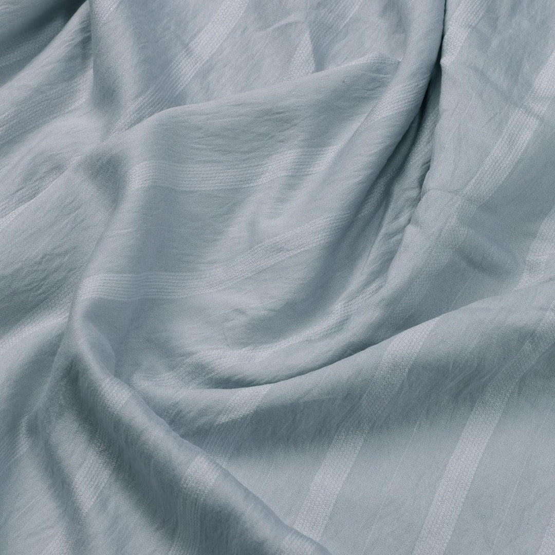 Pastel Blue Colour Bengal Stripes Self Patterned Dyed Fabric