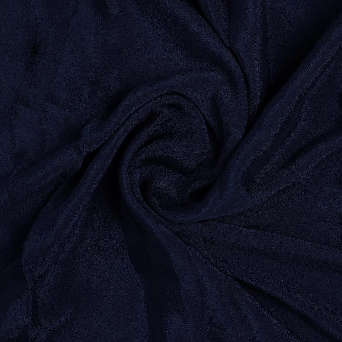 Blue Colour Pure Chinon Plain Dyed Fabric