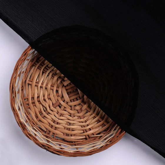 Black Colour Pure Chinon Plain Dyed Fabric