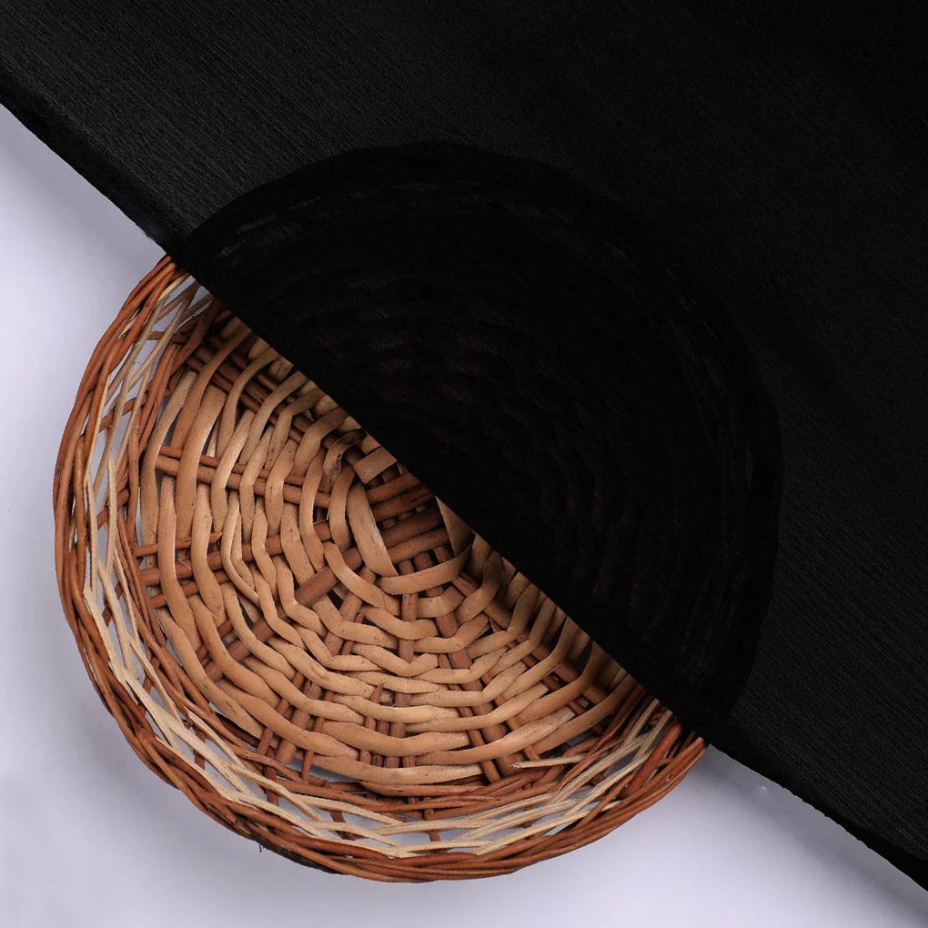 Black Colour Pure Chinon Plain Dyed Fabric