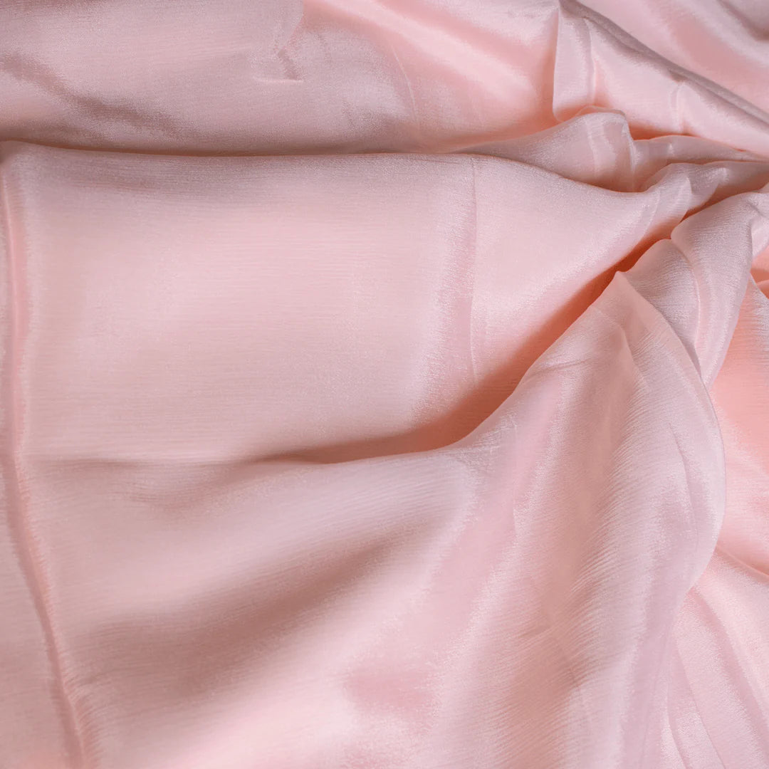Peach Color Pure Chinon Plain Dyed Fabric